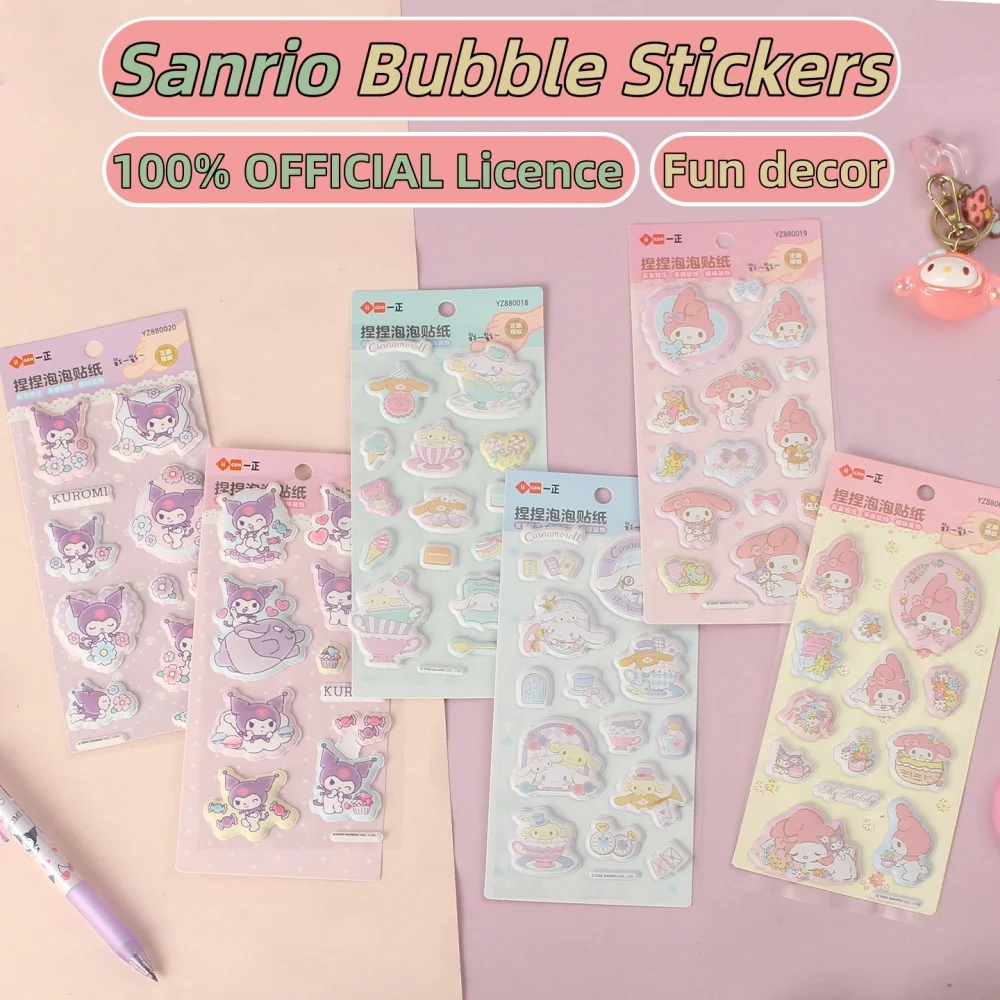 Genuine Sanrio Kawaii Foam Stickers Cartoon Kuromi Melody Cute Decor Sticker For Journal Scrapbook Laptop Guitar Birthday Gifts