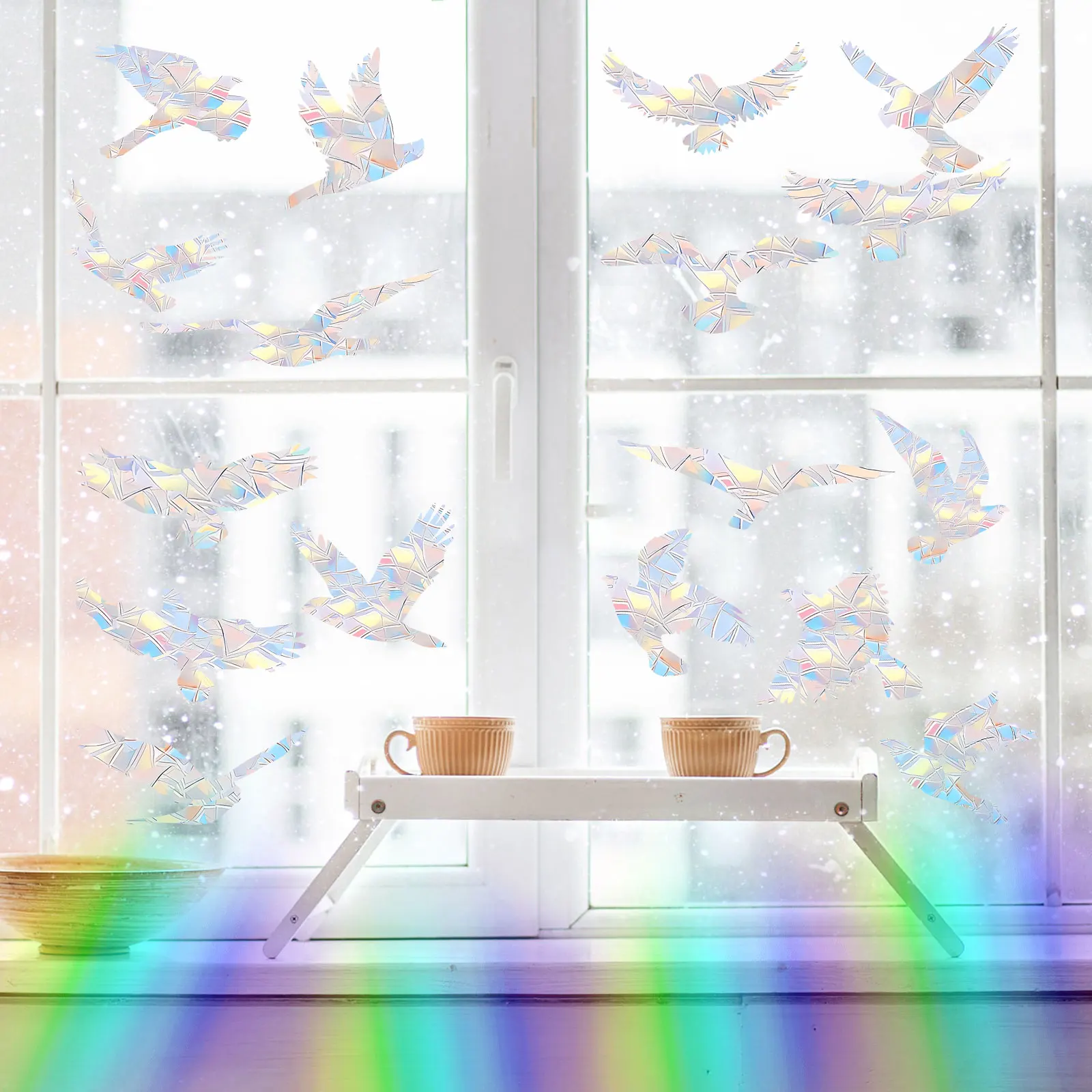 20 Pcs Bird Window Sticker Creative Anti-Collision Bird Static Window Sticker Non Adhesive Glass Wall Door Window Prism Sticker