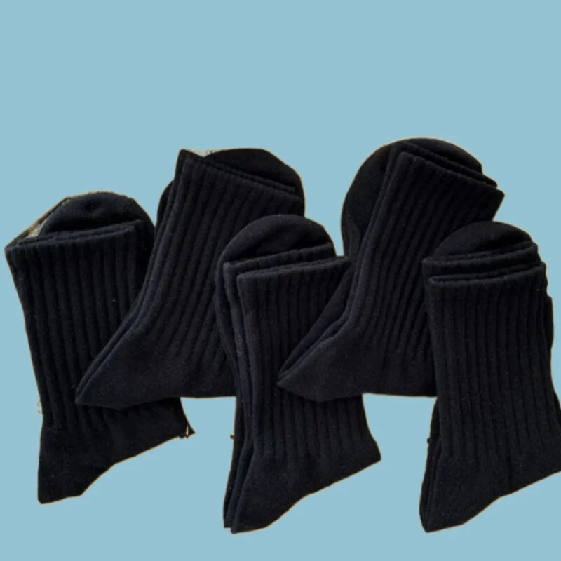 Chaussettes de sport pour hommes et femmes, respirantes, solides, noires et blanches, longues, à tube moyen, de haute qualité, à la mode, 5/10 paires