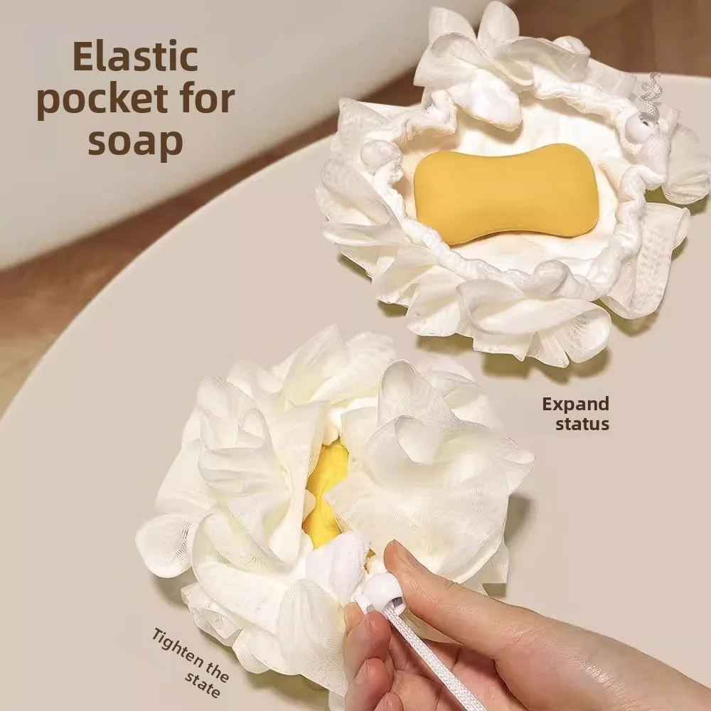 1 piece of soft loofah sponge bath ball -2-in-1 soap dispenser and body scrub, exfoliating shower ball for men and women