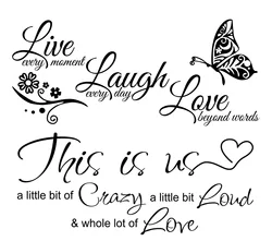 Live Laugh Love Butterfly Flower Wall Art Sticker Modern Wall Poster Quotes Vinyls Stickers Home Decor Living Room Ornament