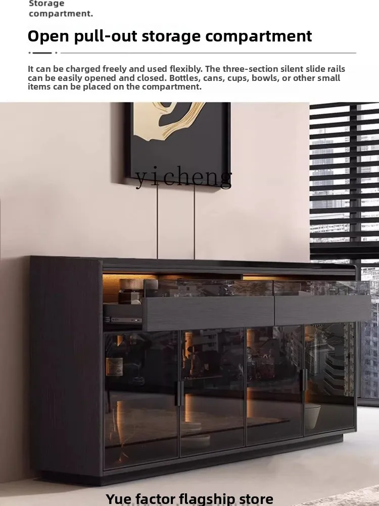 

FY rock slab dining side cabinet solid wood household living room kitchen side cabinet against the wall tea cabinet