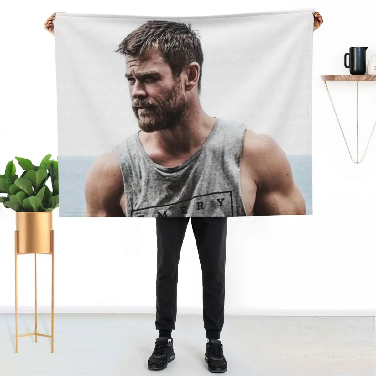 Chris Hemsworth Throw Blanket For Sofa Thin Bed Camping Retros Plaid on the sofa Flannel Fabric Blankets