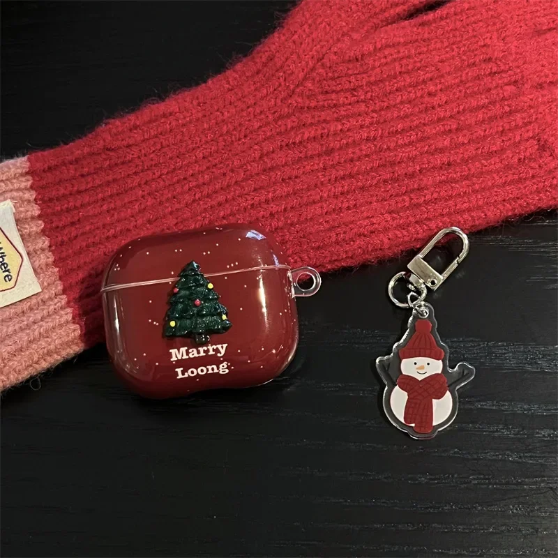 عيد الميلاد ثلج الأحمر حالة ل AirPods 4 Airpod 1 2 3 Pro Pro2 سماعات بلوتوث شحن صندوق واقية حقيبة سماعة الاذن غطاء