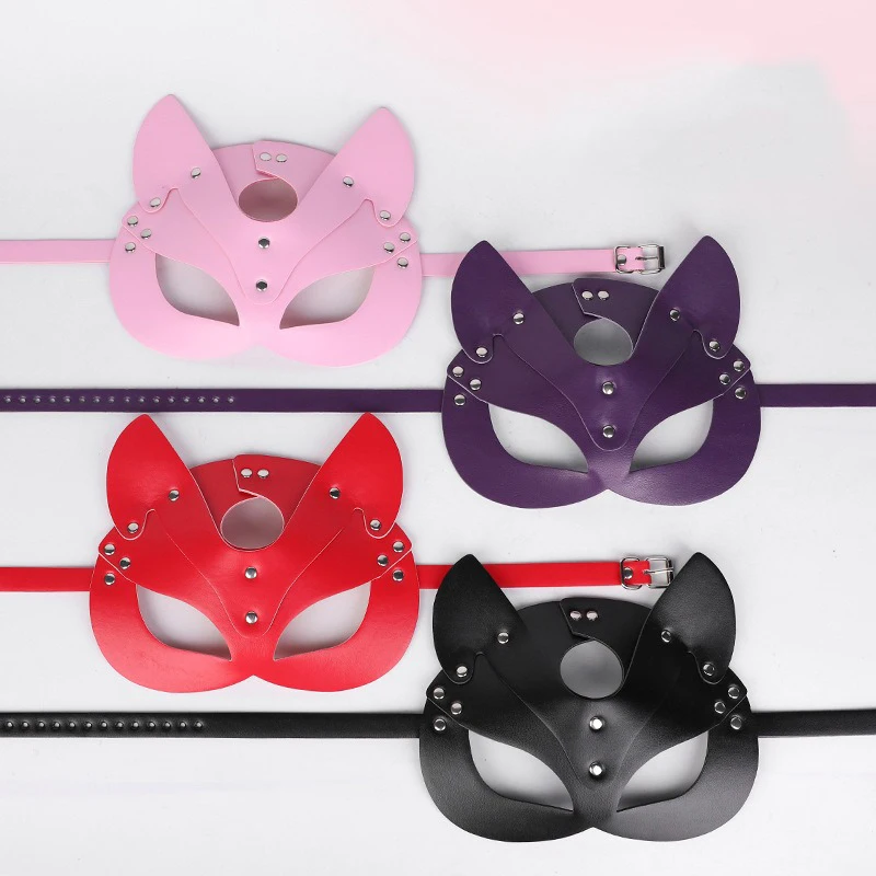 3 stili ragazza sexy rivetto colorato decorazione maschera per orecchie di gatto in pelle festa danza personalità alla moda accessori coordinati moda