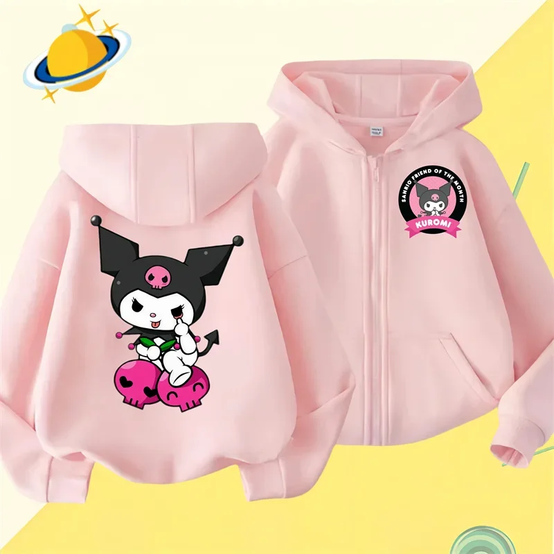 Kuromi Zipper Hoodies Girls Cinnamoroll Sweatshirt Autumn And Winter Long Sleeve Harajuku Pullovers Series Stich Casual Hooded