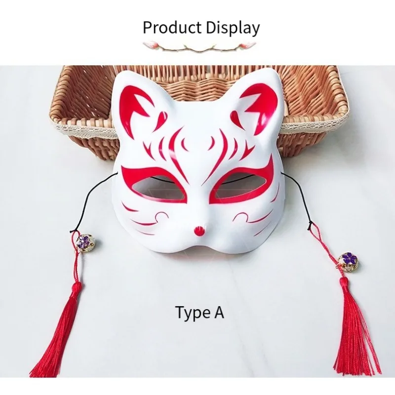 Halbkatzen-Gesichtsmasken für Herren und Damen, handbemalt, japanischer Stil und Stil, Fuchs, Anime, Cosplay, Make-up, Ball, Halloween