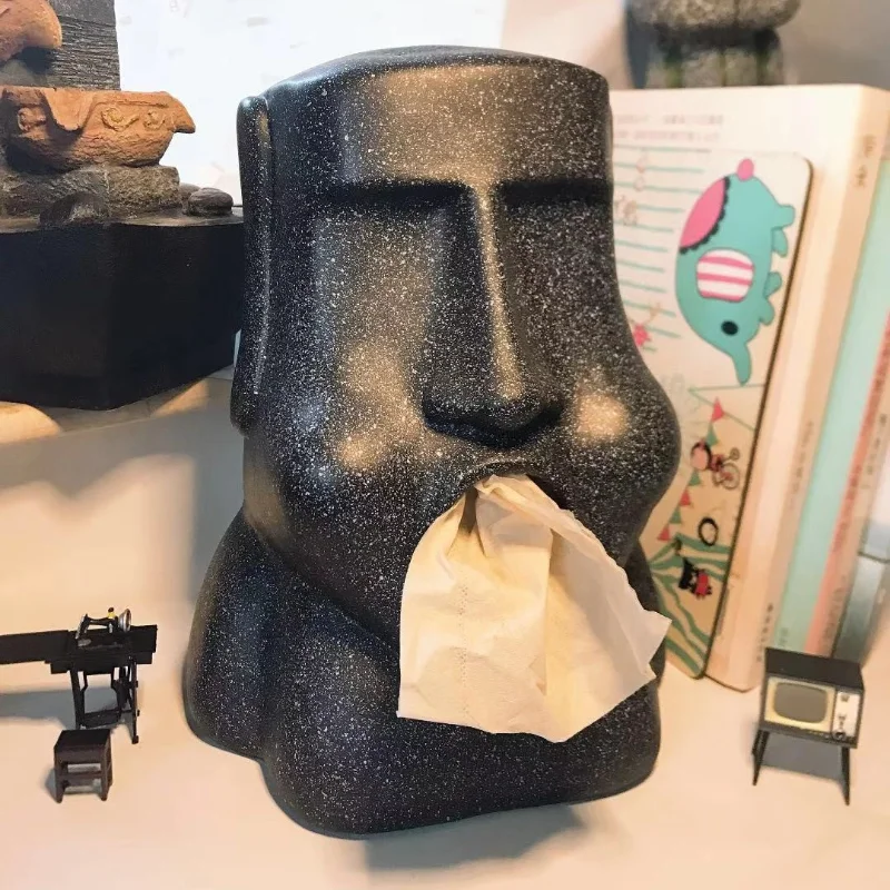 

Portrait tissue box creative dining table living room tissue pumping personality funny pumping paper box moai mouth