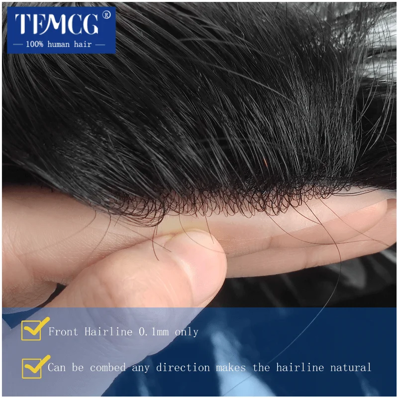 Male Hair Prosthesis French Lace With Silicone Microskin Base 100% Human Hair Replacement Mens Toupee Breathable Wigs For Men