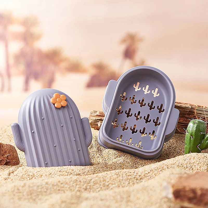 Caja de jabón creativa con forma de Cactus, 1 piezas, soporte de esponja para jabón de lavandería, almacenamiento de baño, estuche portátil de viaje impermeable para jabón