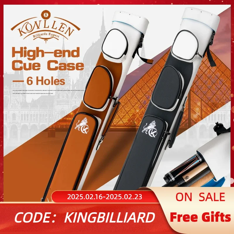 KONLLEN King Billiard 6 Holes Hard Cue Case 2 Butts 4 Shafts 6 Colors Oxford Bag Carry Sturdy Wear-resistant Convenience Case