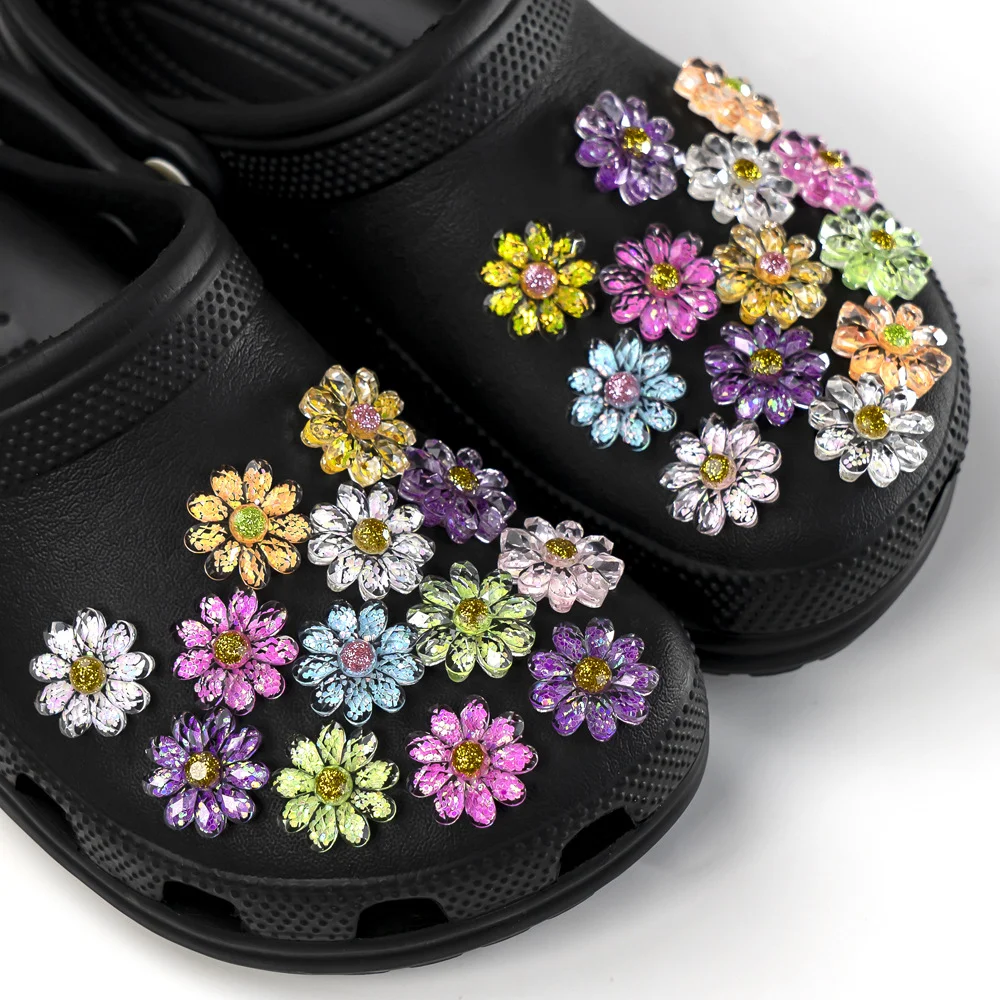

9pcs Acrylic Flower Shoe Charms for Clogs Sandals Decoration Colored Shoe Flower Accessories Charms Friends Gifts