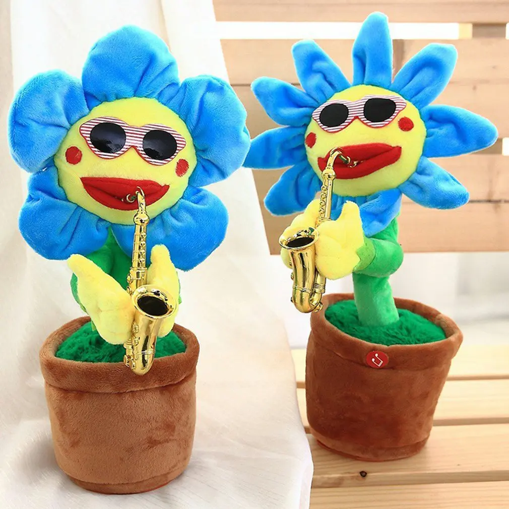 Juguete de peluche que habla la flor del sol bailando, juguete electrónico con canción, flor del sol en maceta, juguete de educación temprana para niños, eléctrico