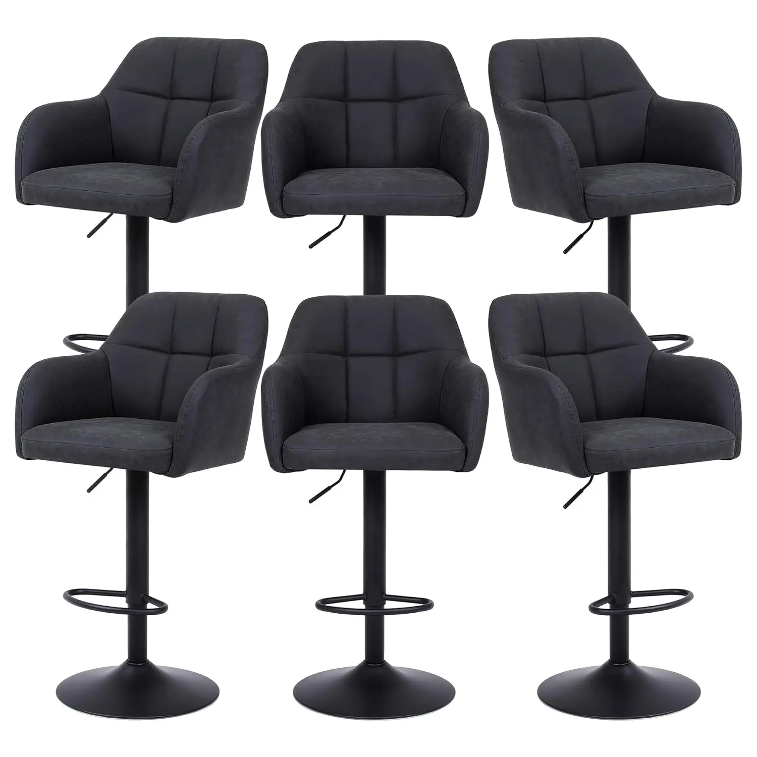 

Swivel Adjustable Barstools Set of 6, Faux Leather Bar Height Stools with Armrest, Upholstered Modern Counter Bar, Customized