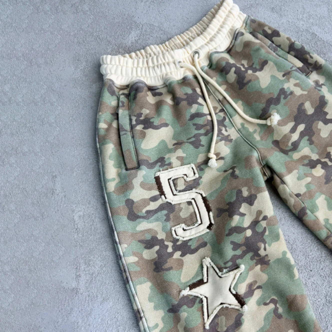 Camouflage Pattern Wide Leg Pants for Women, Casual Pants, Full Length, Spring, Summer, Autumn, 2024