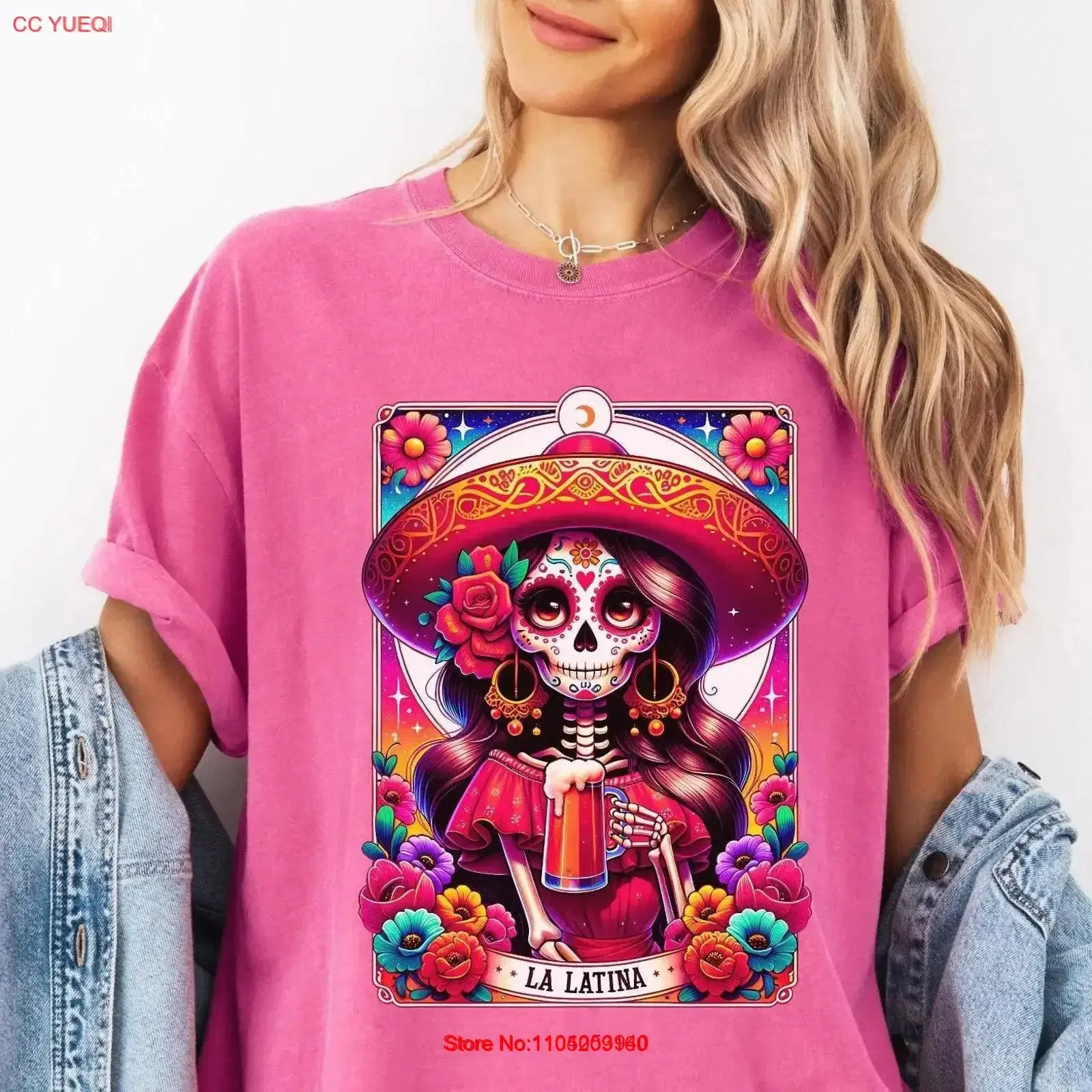 La Latina Tarot Card T Shirt Mexican Mom Latin Culture Woman Mexicana Funny Hispanic Trendy Clothes vintage Washed Breathable