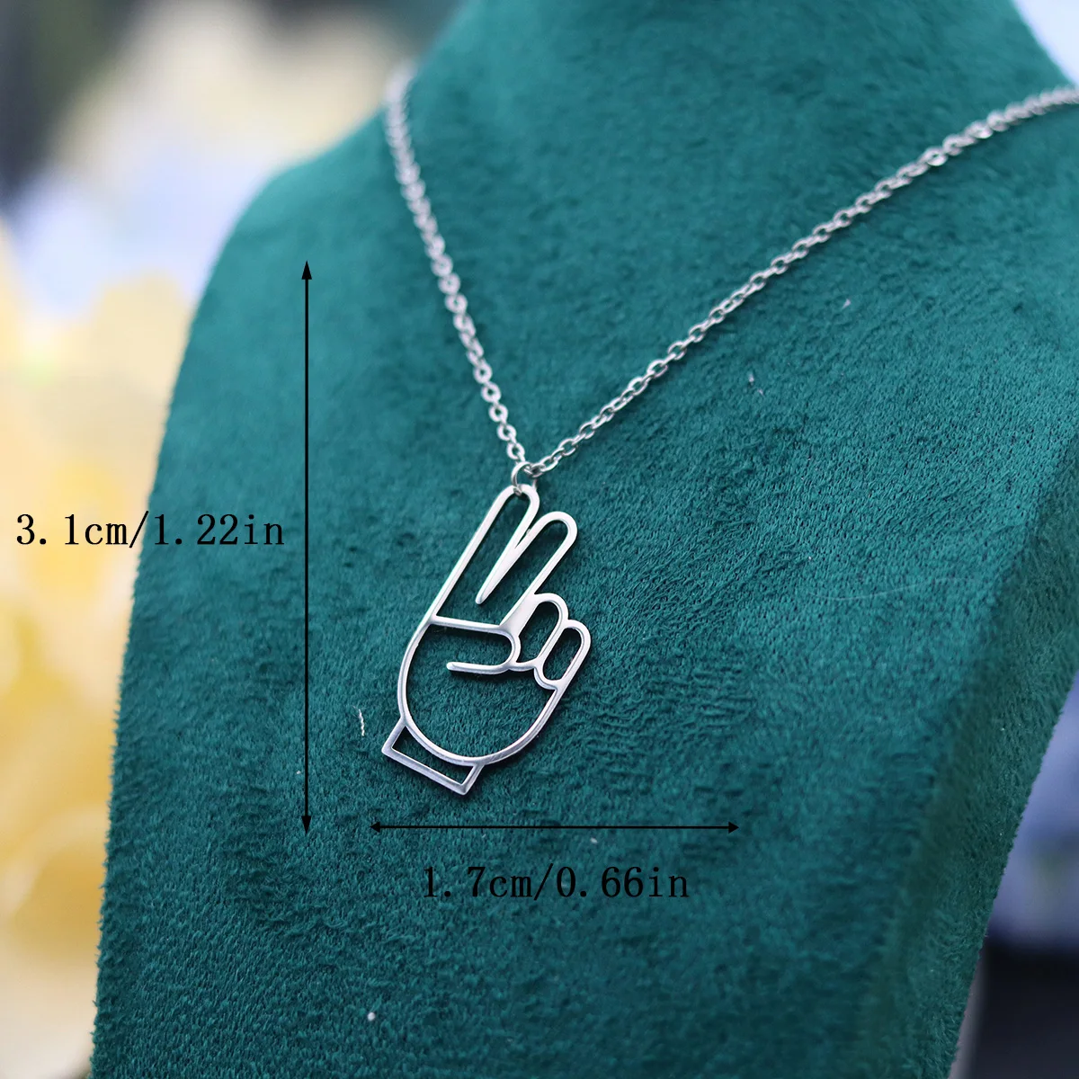 Kinitial Victory V Peace Sign Finger Gesture Pendant Necklace Stainless Steel Jewelry Lovely Gesture Necklace For Men Women