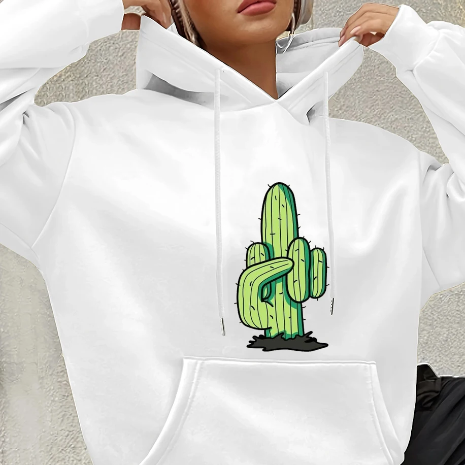 

Cartoon Cactus Graphic Men Women Hoodies Oversized High Street Gothic Unisex Comfy Soft Sweatshirt Loose Casual Hip-hop Pullover