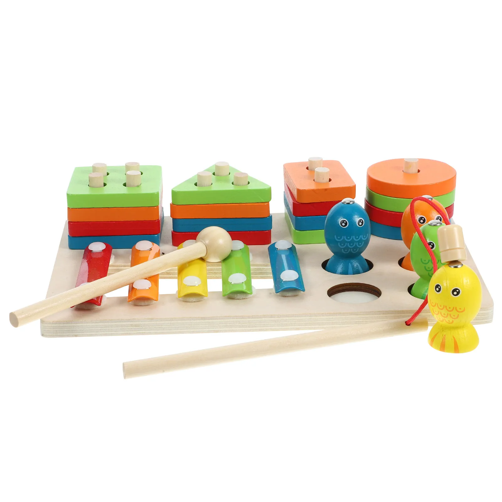 

1Set Geometry Shape Peg Puzzle Wooden Sorting Stacking Game for Kids Early Learning Color Matching Activity Toddler Educational