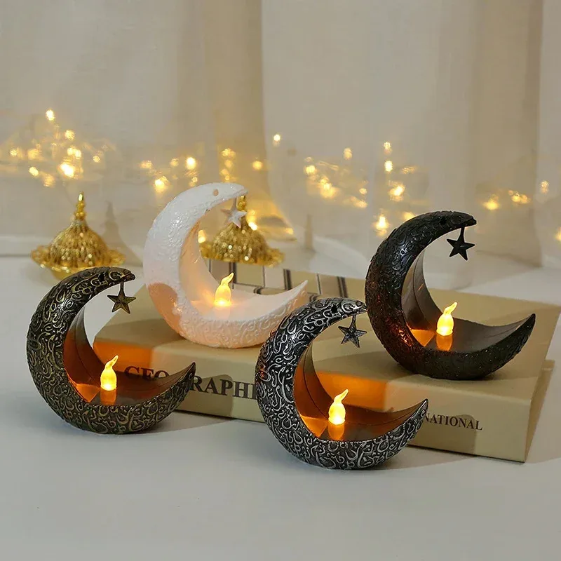 Portavelas Estilo Medio Oriente, Candelabro con Diseño de Estrella y Luna, Moderno y Romántico, Decoración para Navidad, Hogar, Bodas y Fiestas