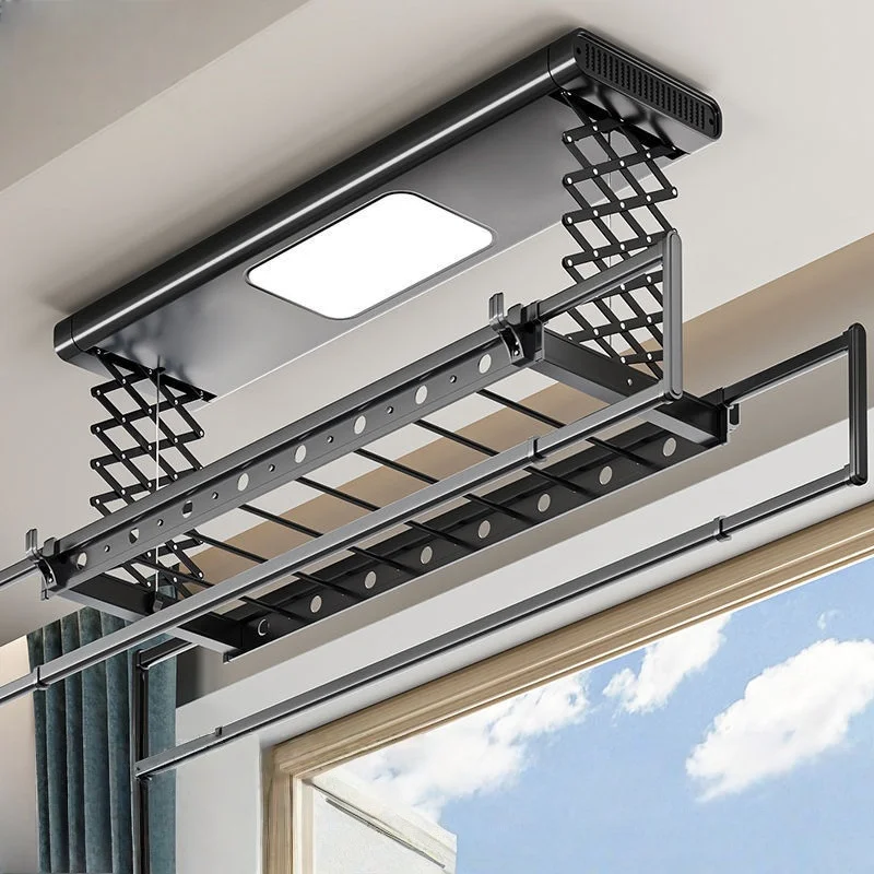 Modern Style Ceiling-Mounted Drying Clothes Rack With Remote Control For Sale