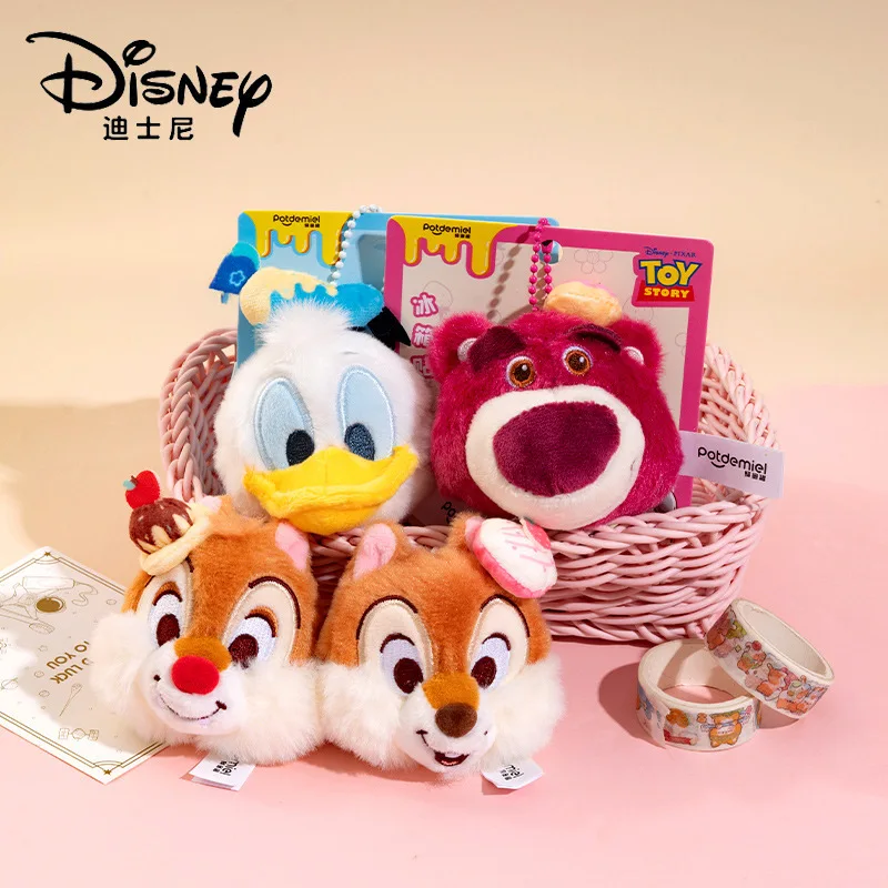

Disney Lotso Donald Duck Chip Dale Plush Fridge Magnet Keychain Cute Kawaii Charm Pendant Animal Decor for Birthday Gift