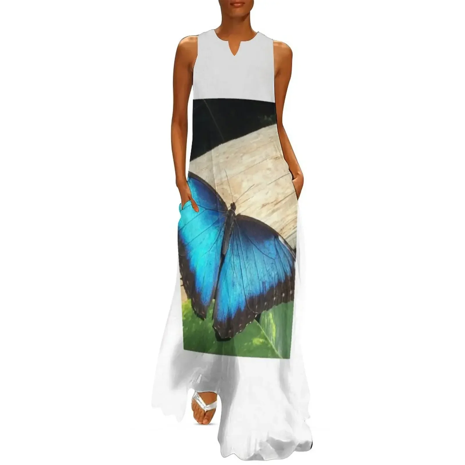 

Blue Morpho Butterfly Sunbasking Long Dress dress women elegant luxury luxury woman party dress Party dresses