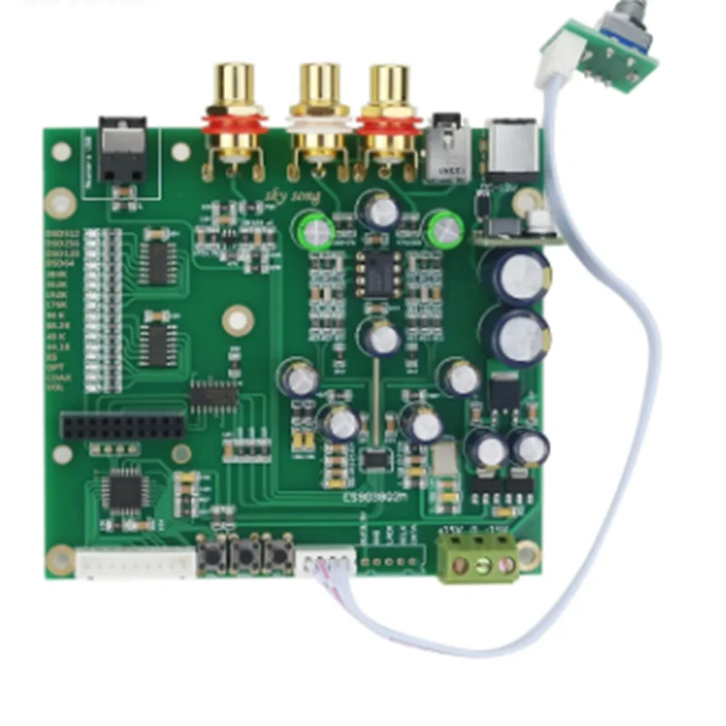 บอร์ดถอดรหัสบอร์ด DAC สําหรับ Sky Song ES9038Q2M พร้อมอินเทอร์เฟซอินพุต USB Gold-Plated RCA