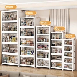 Large Capacity Folding Storage Box,Camping Container Bin, Clothing And Book Closet Cabinet ;Open Snack Toy Locker ;Transparent