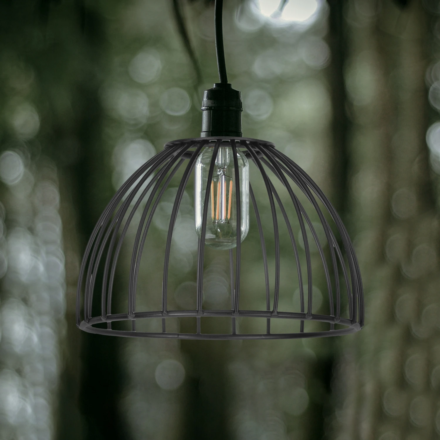 Nowa elegancka lampa wisząca z kutego żelaza w stylu vintage - wymienny abażur zapewniający prosty, ponadczasowy i klasyczny dekoracyjny dotyk