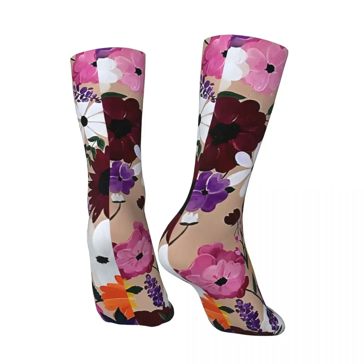 Funny Crazy Dress Inspired Floral Painting Sock for Men Hip Hop Vintage student Quality Pattern Crew Sock tops fugees