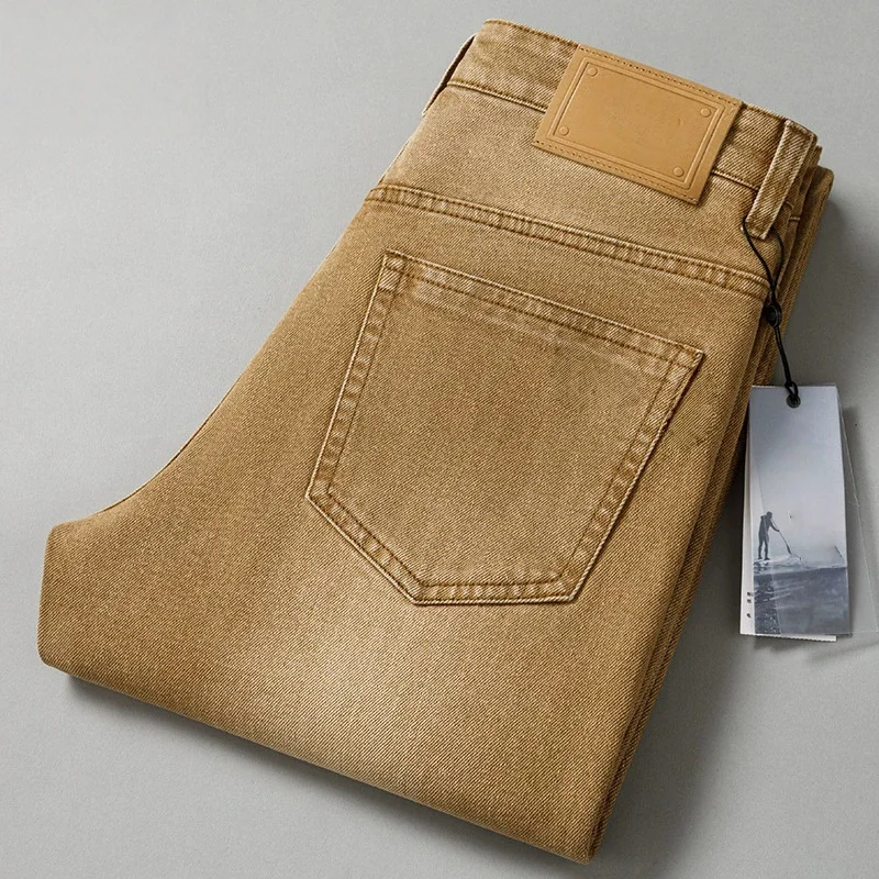 

Зима-Осень Прямые Джинсовые Мужские Джинсы Брюки Черные Серые Желтые Эластичные Свободные Утепленные Повседневные Джинсы Для Мужчин Размер 40 42 44