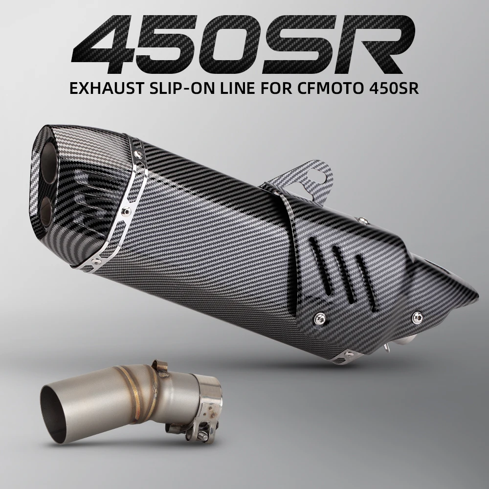 Slip On For CFMOTO 450SR 450SS Motorcycle Exhaust Escape System Moto Modified Double Hole Muffler Middle Link Pipe Slip on 51mm