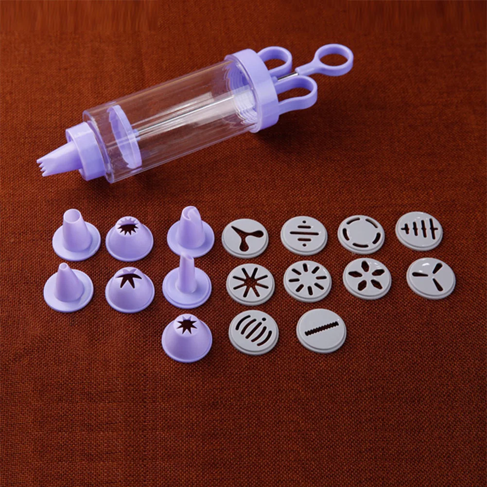 

Cookie Press Pump Set Baking Mold DIY Decorating 10 Plastic Discs 8 Icing Tips Comfortable Grip Non Slip Base Cookie Maker