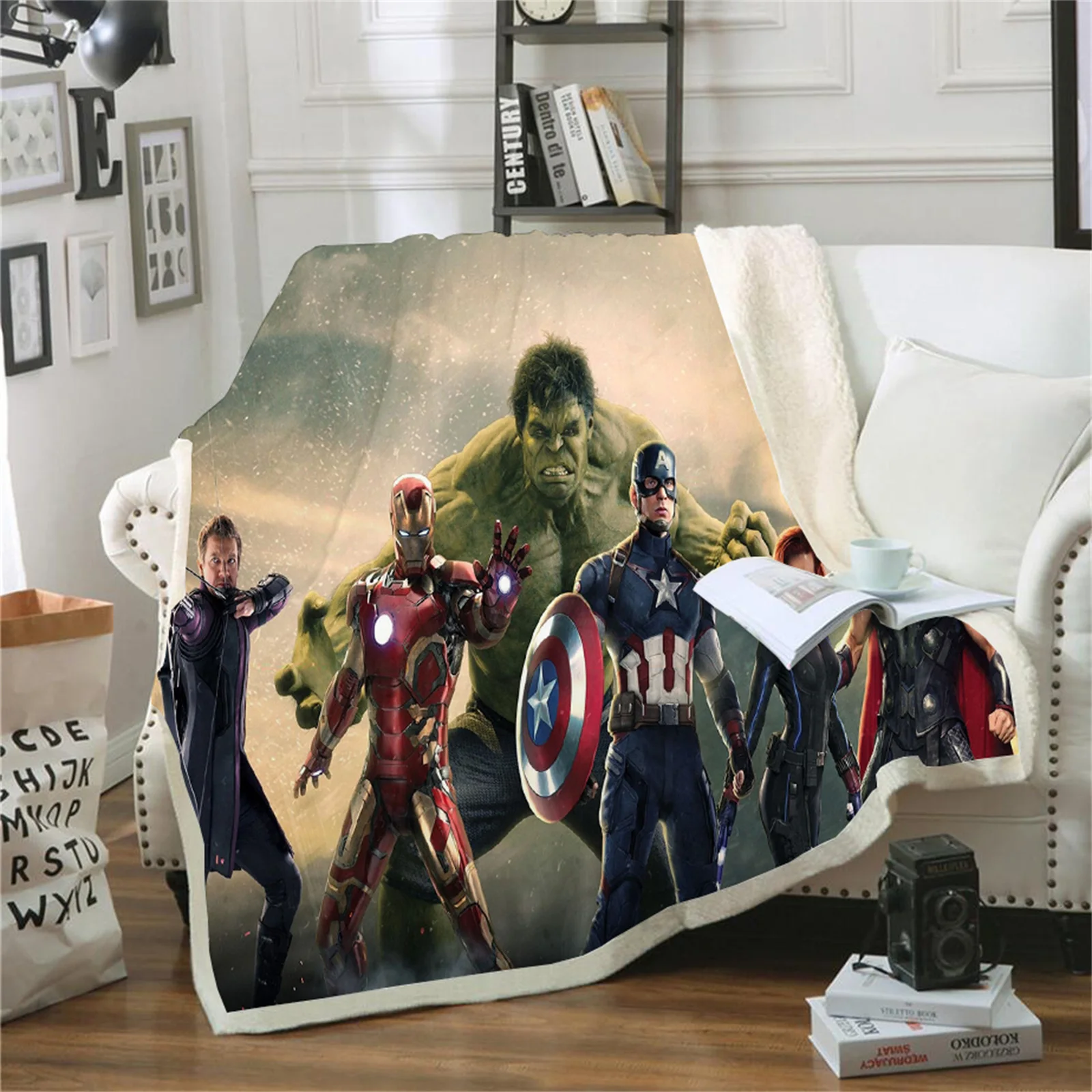 

The Avengers Flannel Blankets Cartoon Children 3D Printing Furry Fluffy Throws Blanket Children's Gifts