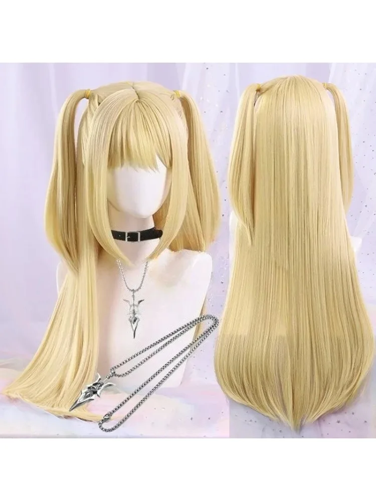 MisaMisa Cosplay-Perücke, langer Stil, goldblond, Damen-Stil, Amane Misa, Anime-Cosplay-Perücke, hitzebeständiges Kunstfaserhaar