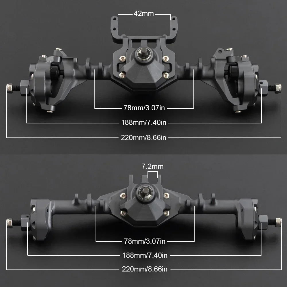 HooCrawler CNC Aluminum Integrated Front Rear Portal Axle Anodized for 1/10 RC Crawler Car Axial SCX10 II RGT 86100 Redcat GEN8