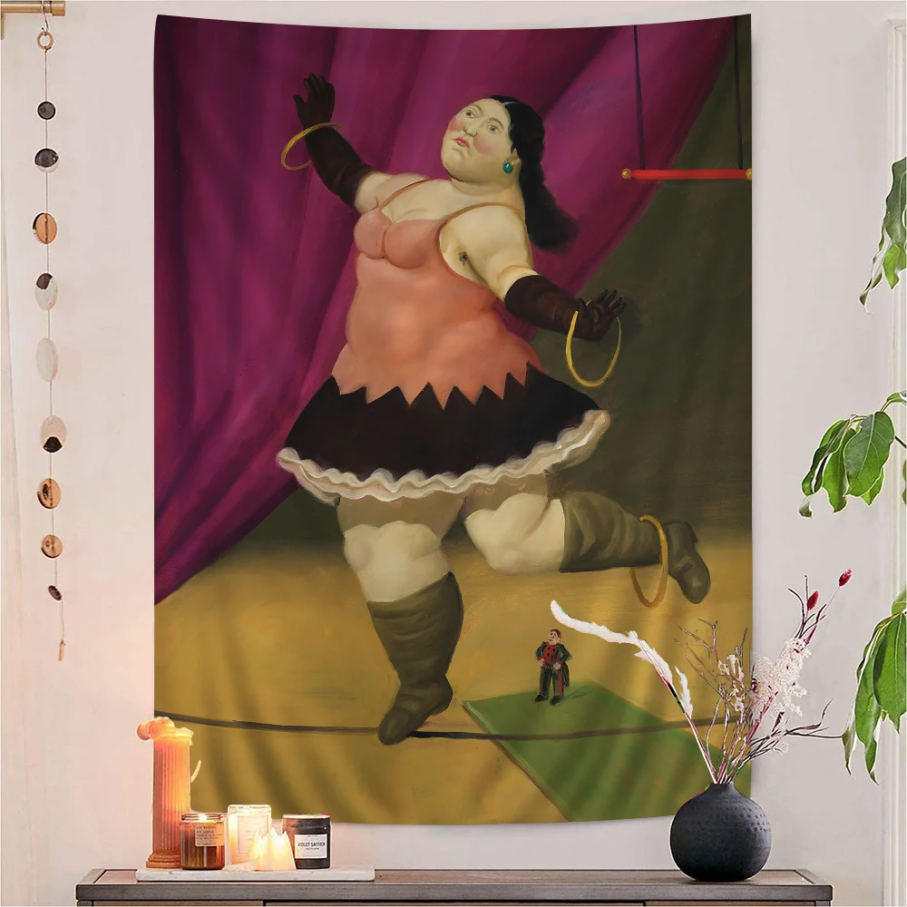 Fernando Botero Canvas Paint DIY Wall Tapestry Hanging Tarot Hippie Wall Rugs Dorm INS Home Decor