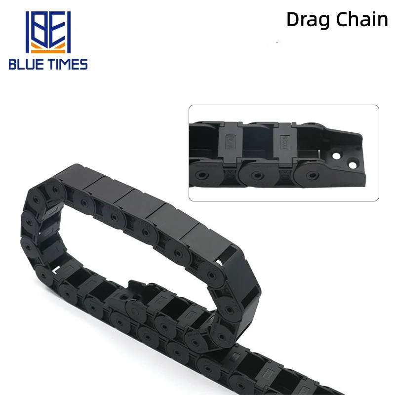 Bluetimes 1m Semi-enclosed Cable Drag Plastic Cable Chains for 3D Printers, CNC Machines, Electronic Devices, Black,