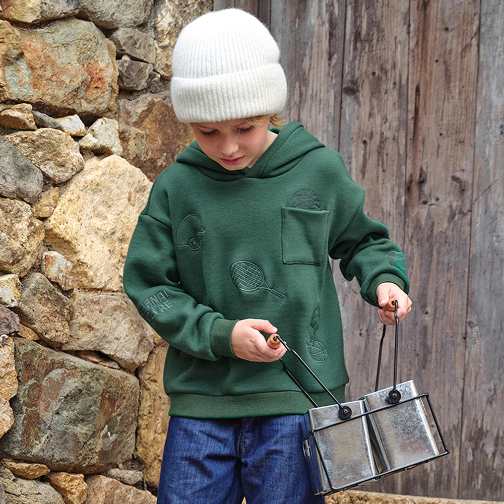 Dave Bella Boys Long Sleeve Fleece Hooded Pullover Sweatshirt Children Autumn Winter Coat Kids Sportswear Clothing DK3254714