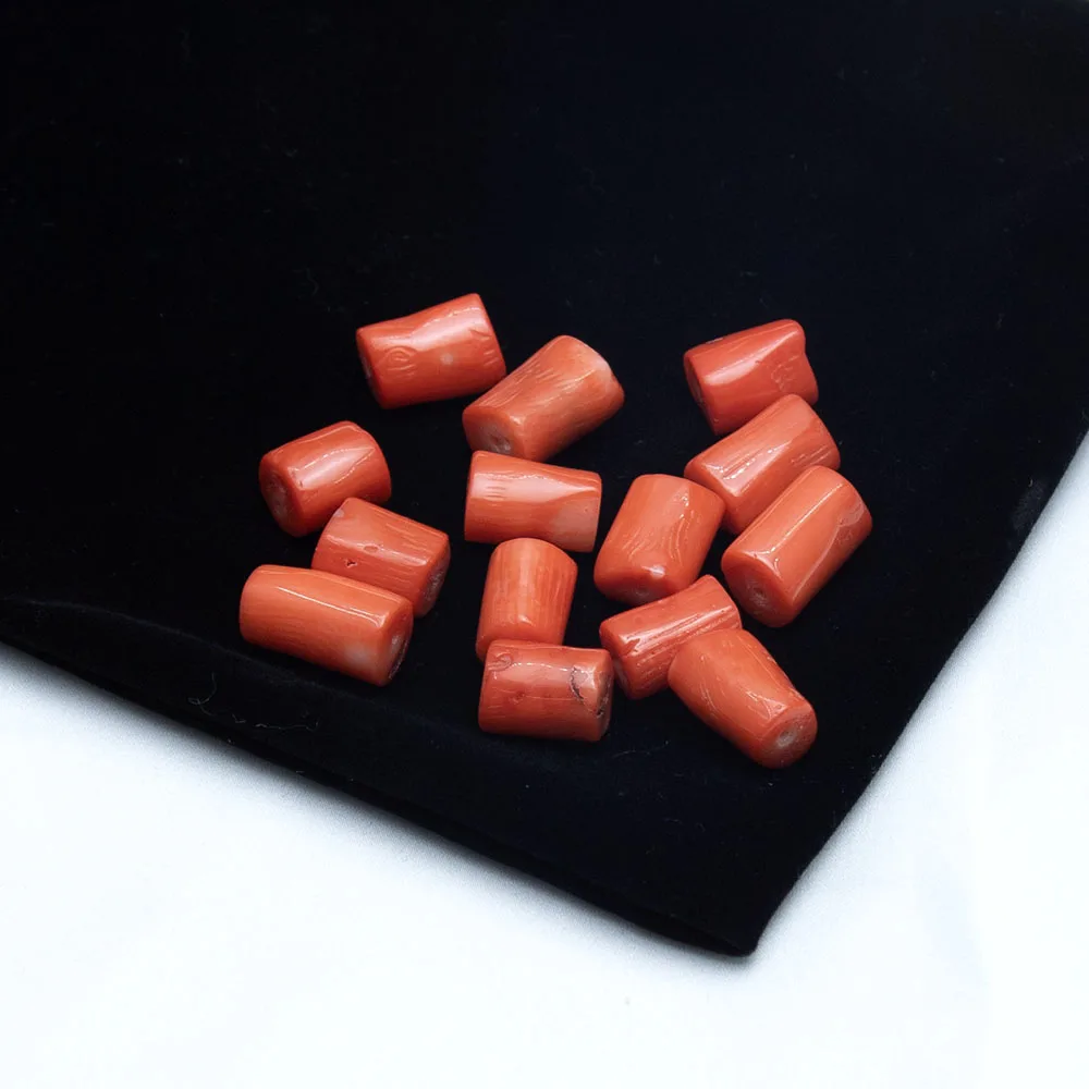 البرتقال العمود شكل المرجان الطبيعي فضفاض الخرز صنع عقد دي اي واي سوار مجوهرات اكسسوارات 8x10-9x14-15 مللي متر 1 قطعة