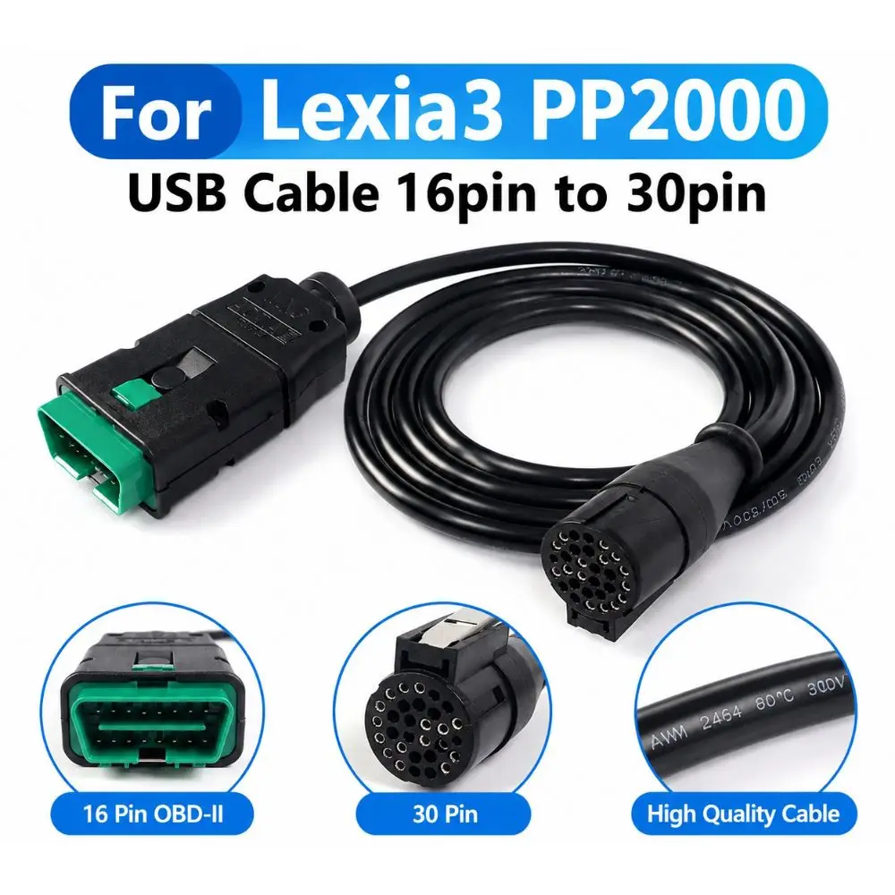 16Pin To 30Pin Diagnostic Main Cable Green OBD Plug Flexible Wire OBD2 Conversion Cable Connection Cable Adapter
