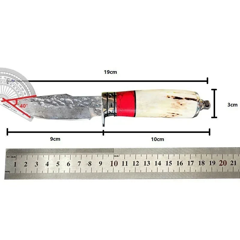 Imagem -06 - Natureza Deer Horn Handle Damascus Steel Faca de Caça para Homens Ferramenta de Sobrevivência Tática Acampamento ao ar Livre Auto Defesa Portátil