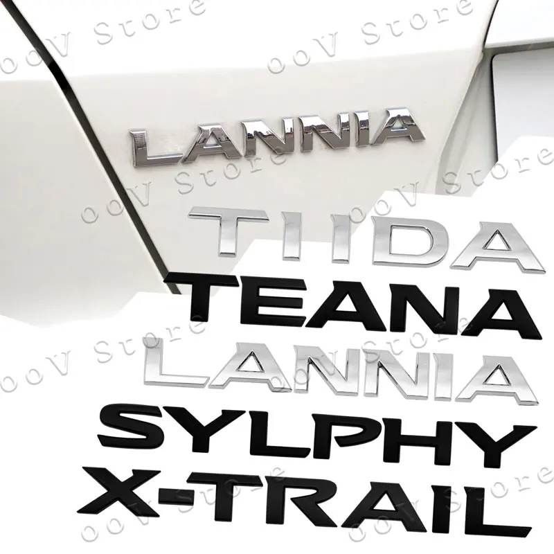 1Pc 3D ABS Plastic Car Letter Logo Sticker Tail Bumper Badge Auto Rear Trunk Decor For Qashqai X-Trail Teana Tiida Lannia Sylphy