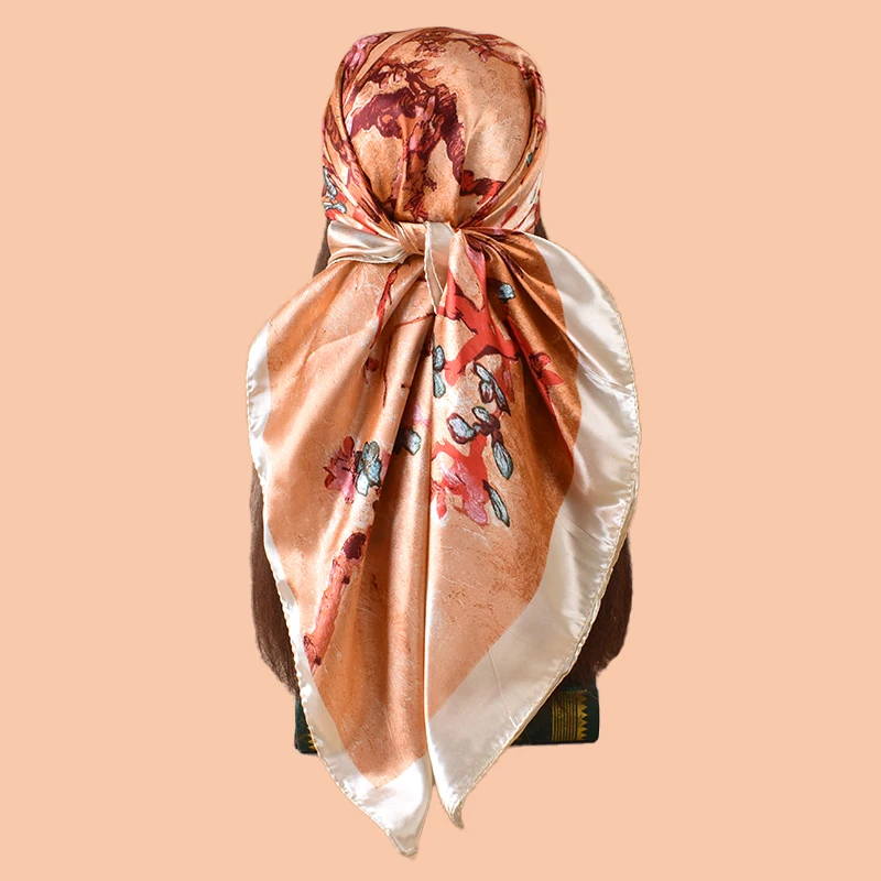 1PC Women's Summer Beach Accessory Fashion Satin Square Scarf 90*90inch Multi-use Headscarf Party Use Versatile Hair Towel
