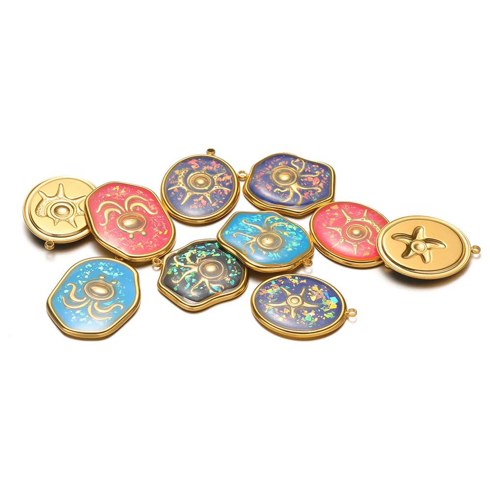 

4 шт. изысканные эмалированные подвески в виде океана из нержавеющей стали, подвески в виде осьминога для DIY ювелирных изделий, материал, браслет, ожерелье, фурнитура