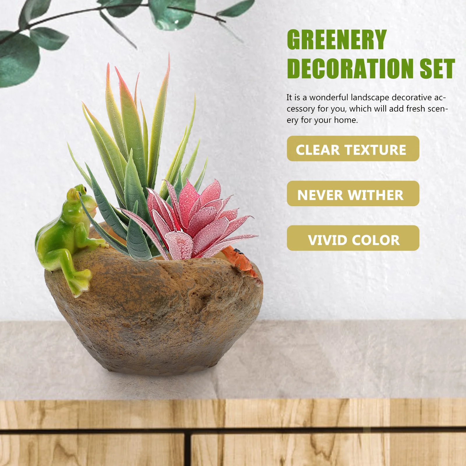 

Simulated Succulent Decorations Artificial Plants Wall Arrangement Fake Plant Pot PVC Home Office Party Rustic Farmhouse L