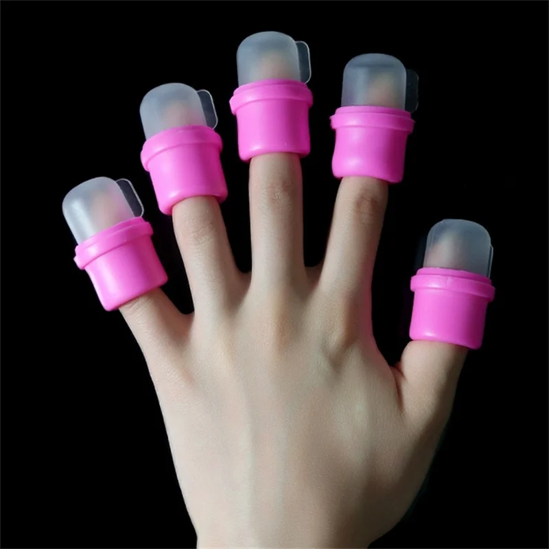 10/20/50/100PCS Pink Silicone Nail Soak Off Cap Clip Nail Wipe UV Gel Nail Polish Remover Wrap For Finger Toes Manicure Tool