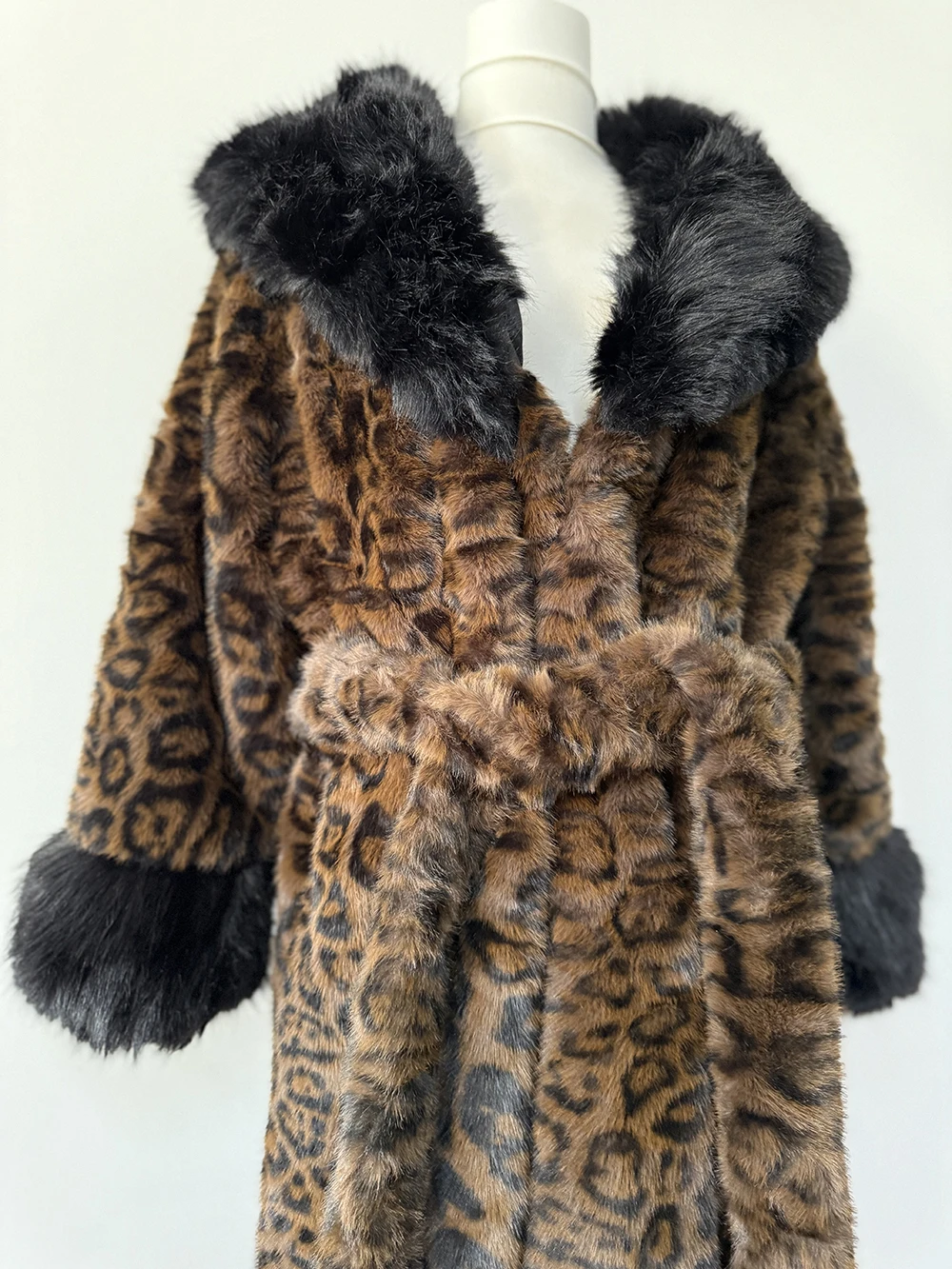 Leopard-print Padded with Fox Fur Jaqueta Feminina Inverno Fashion Streetwear Casaco Feminino Long Warm Winter Coat Women