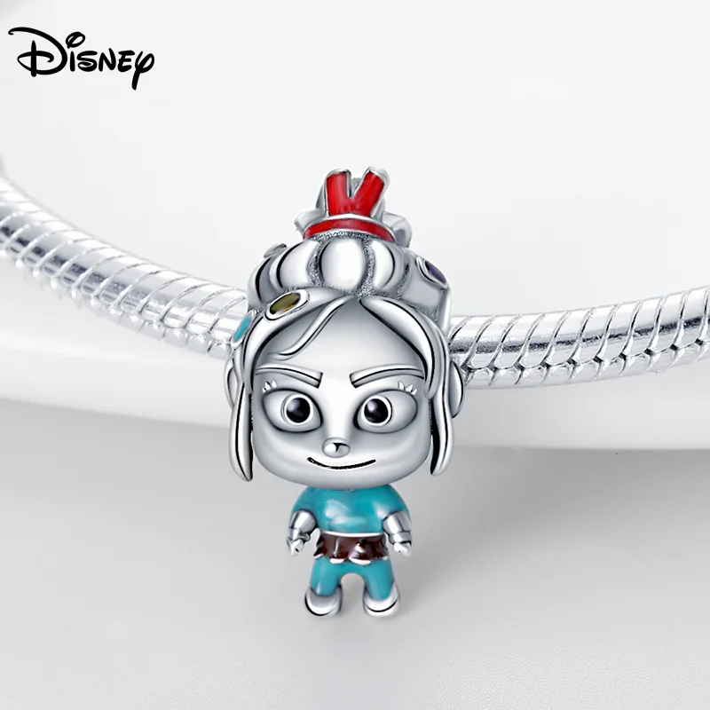 مجوهرات ديزني 925 من الفضة الإسترليني ميني ماوس برينسيس DIY مطرزة، هدية أنيقة لعيد الميلاد والذكرى السنوية للنساء #4